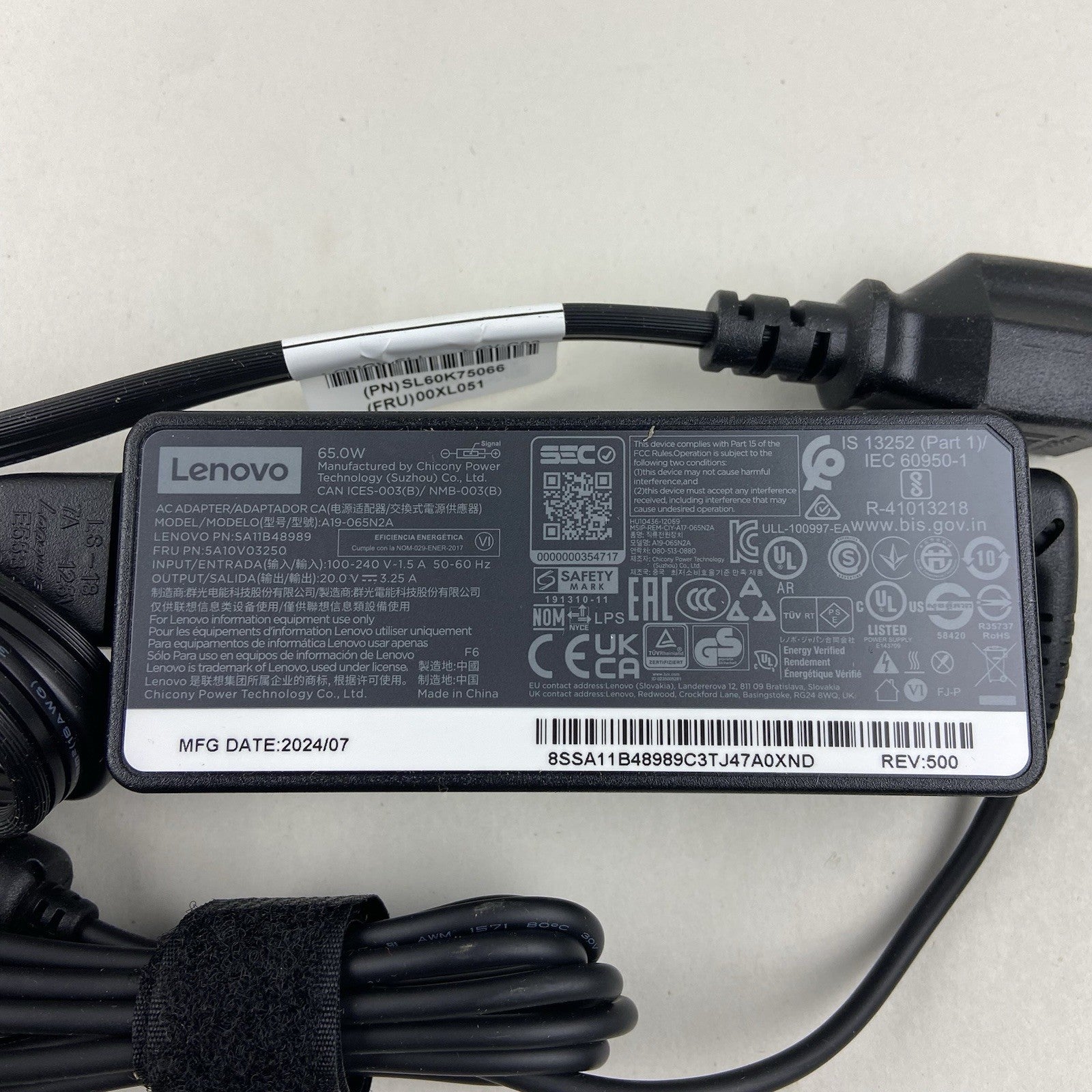 Lenovo AC Power Adapter Charger 20V 3.25A 65W A19-065N2A - Lot of 122