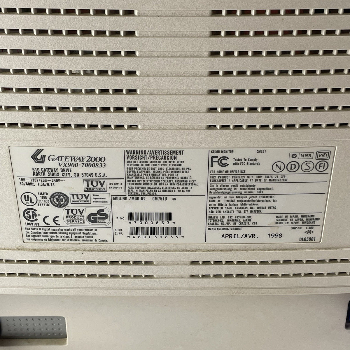 Gateway VX900 CM751U 19" 85HZ CRT Monitor Tested8