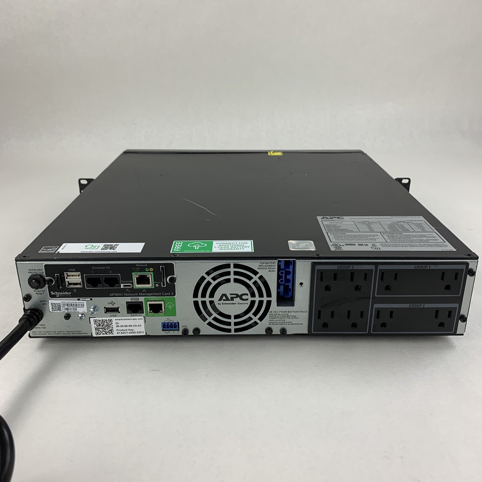 APC SMX1500RM2UCNC Battery Backup UPS Tested w/ AP9641 No Batt No Caddy