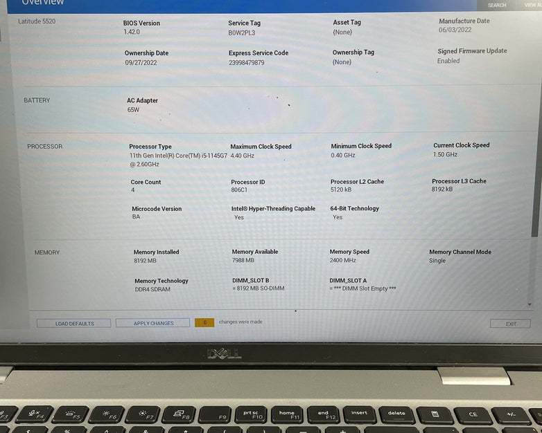 Dell Latitude 5520 15.6" i5-1145G7 2.60 GHz 8 GB RAM No SSD/OS/AC/Batt - Paint