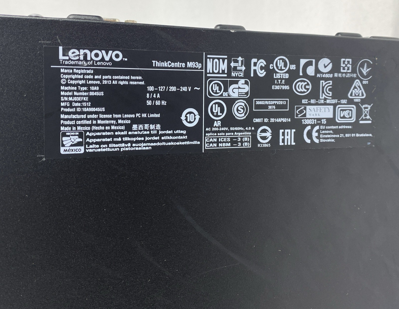Lenovo ThinkCentre M93p SFF Intel Core i5-4590 3.30GHz 4GB RAM No HDD No OS