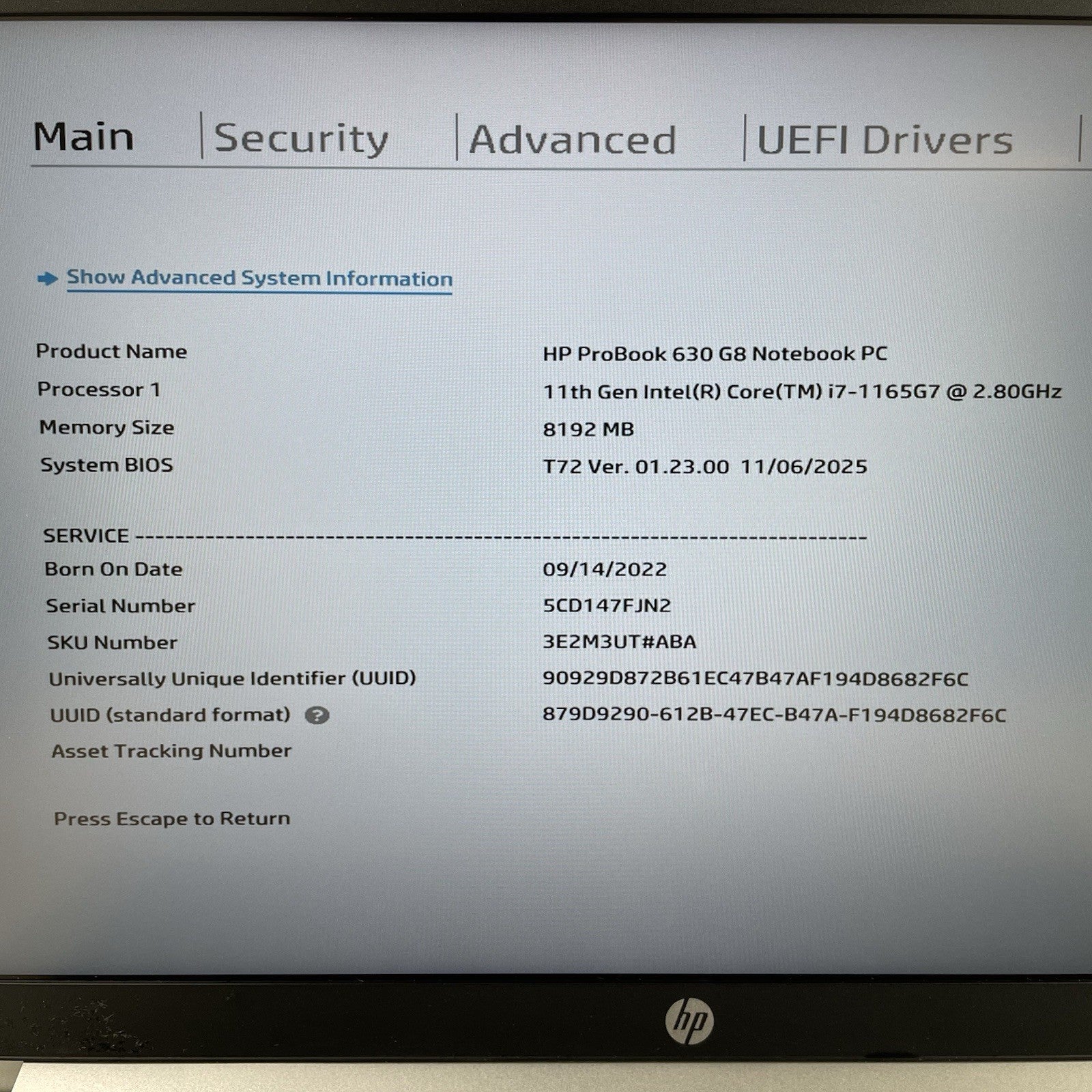 HP ProBook 630 G8 13.3" i7-1165G7 2.60 GHz 8 GB RAM No SSD/OS/AC2