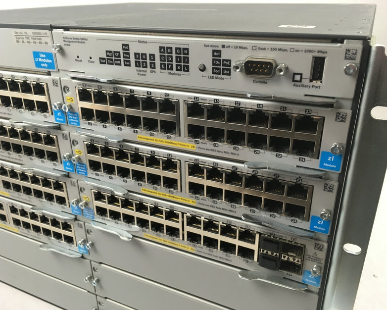 HP J8726A w/ 6 J8702A Modules + J8698A ProCurve Switch 5412 + J8705A Gig-T