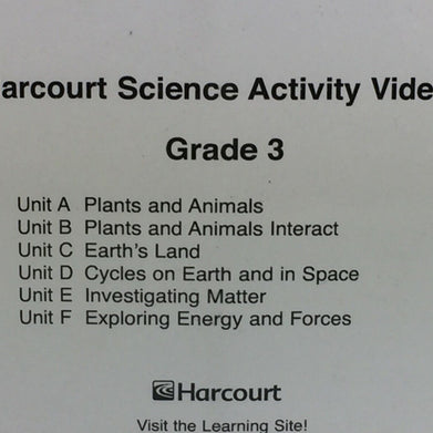 Harcourt Science Activity Videos Grade 3 Units A-F  Factory Sealed   6 VHS Tapes
