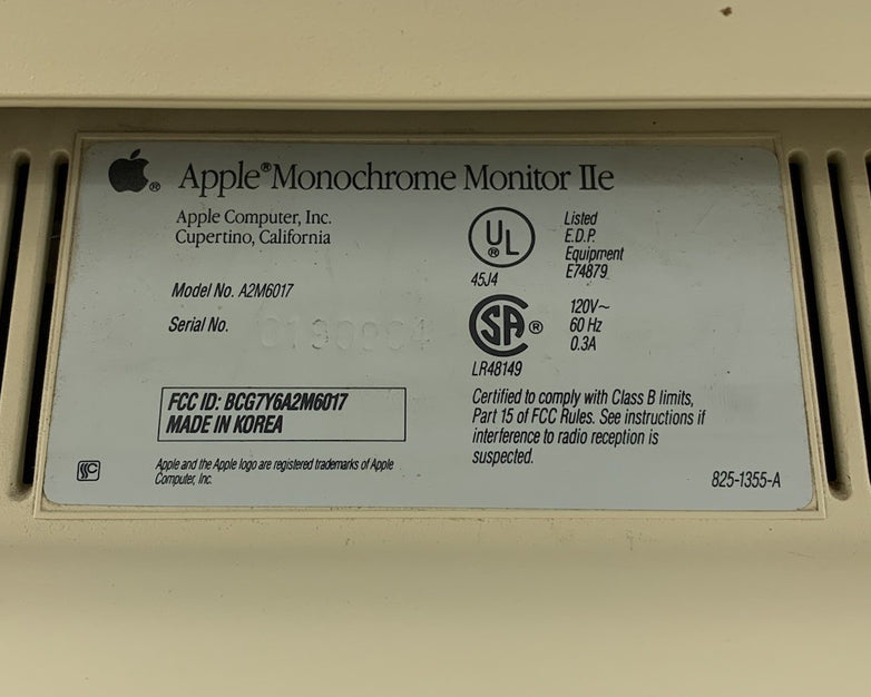 Apple A2M6017 Monochrome Monitor IIe - Tested