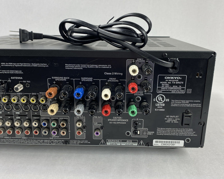 Onkyo TX-SR674 7.1 Channel AV Receiver No Remote
