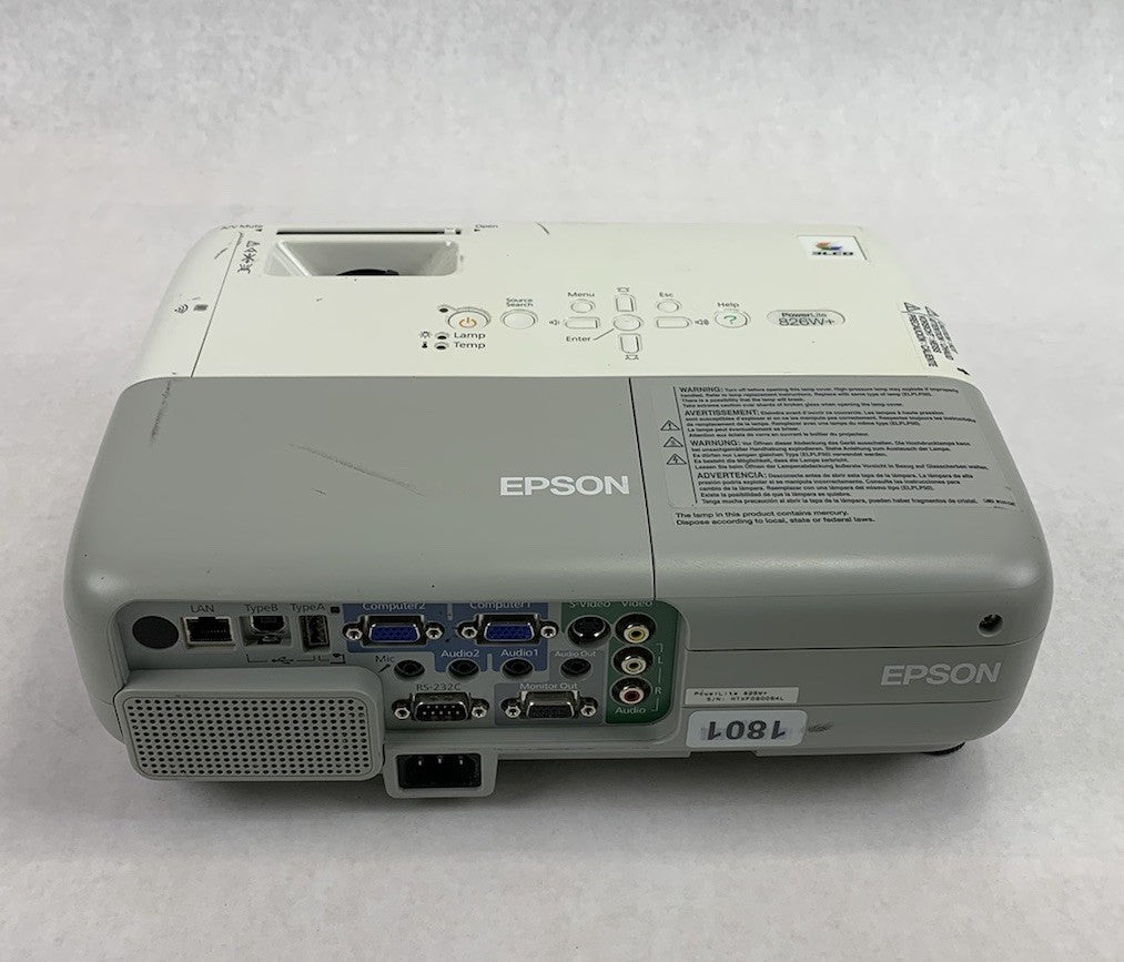 Epson Powerlite 826W+ H357A LCD Projector 4997 Lamp Hours