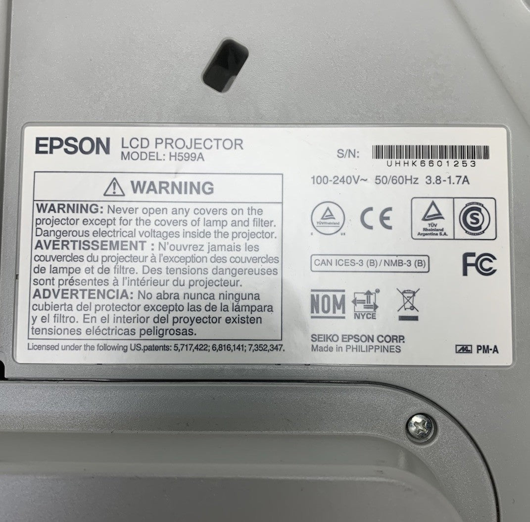Epson H599A BrightLink 595Wi LCD Lamp Projector 814 Lamp Hours No Remote7