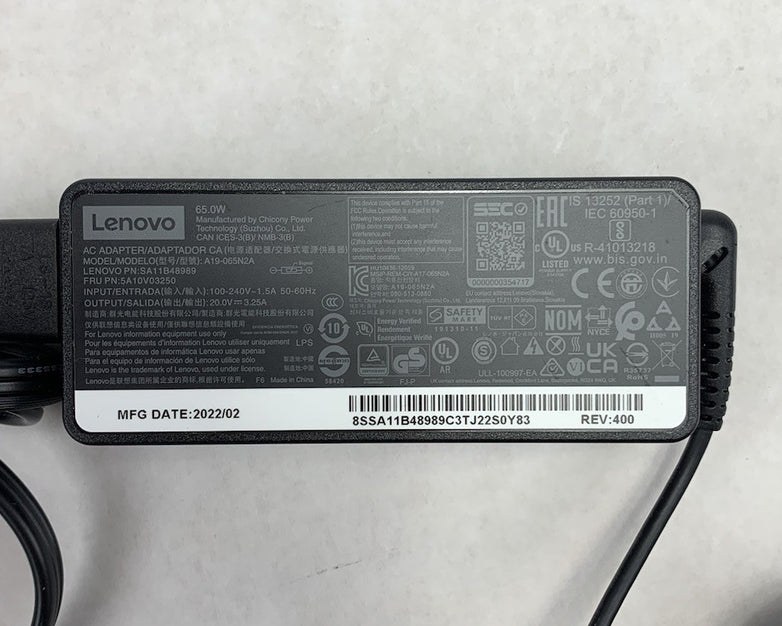 Lenovo A19-065N2A 65W 20V 3.25A Laptop AC Adapter Yellow Square Tip (Lot of 5)