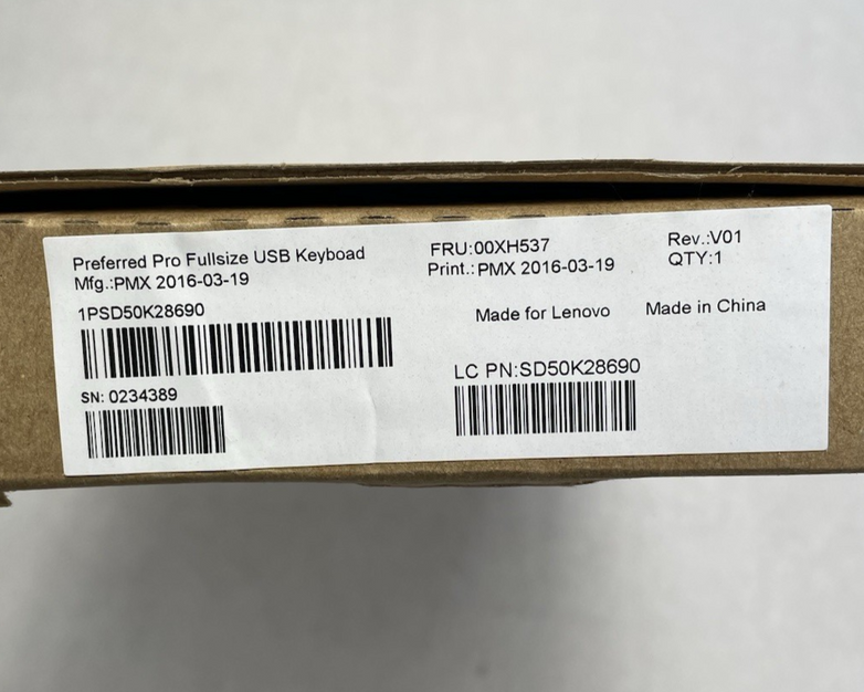 Lenovo KB1021 Wired Keyboard Open Box