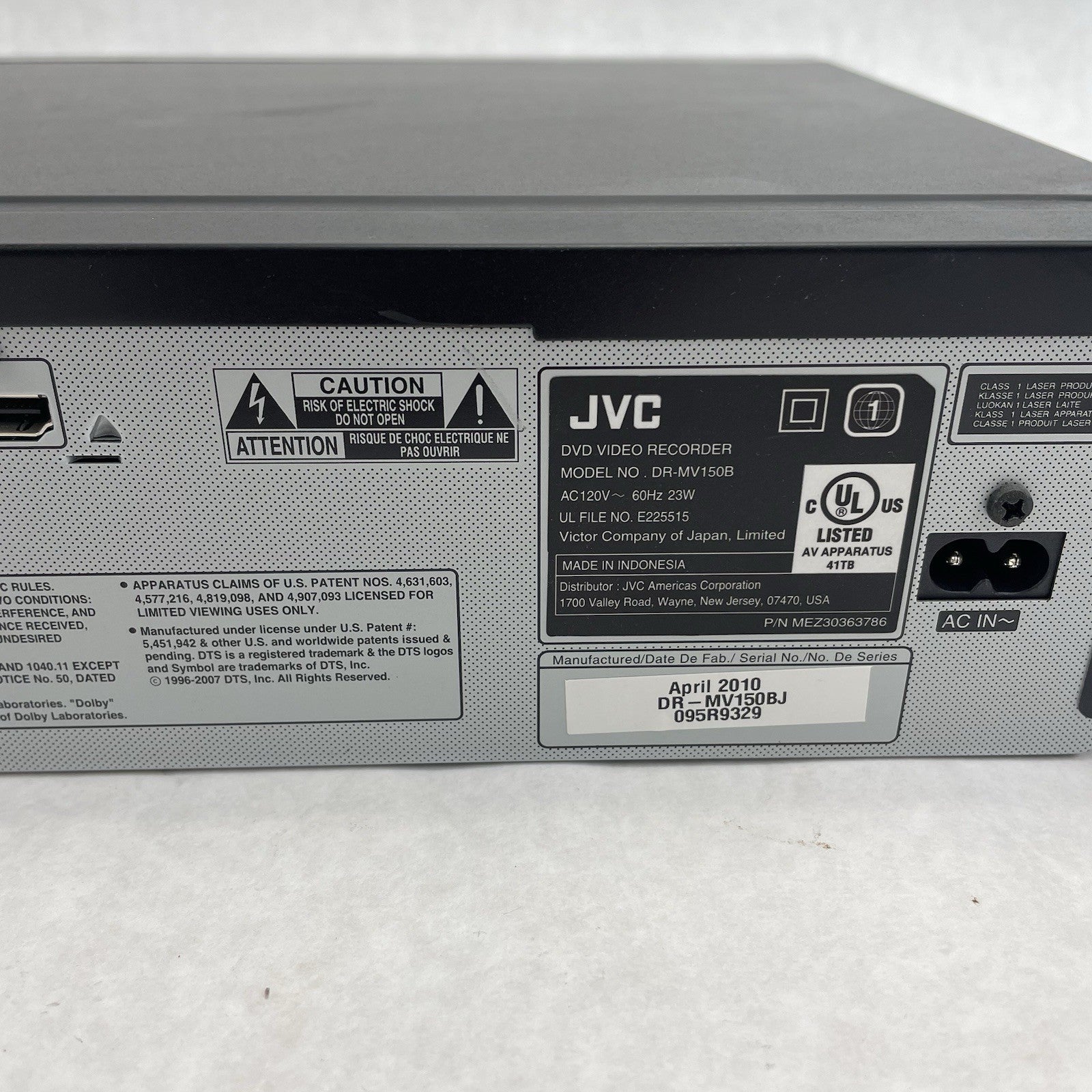 JVC DR-MV150 B DVD VCR Combo Recorder Player