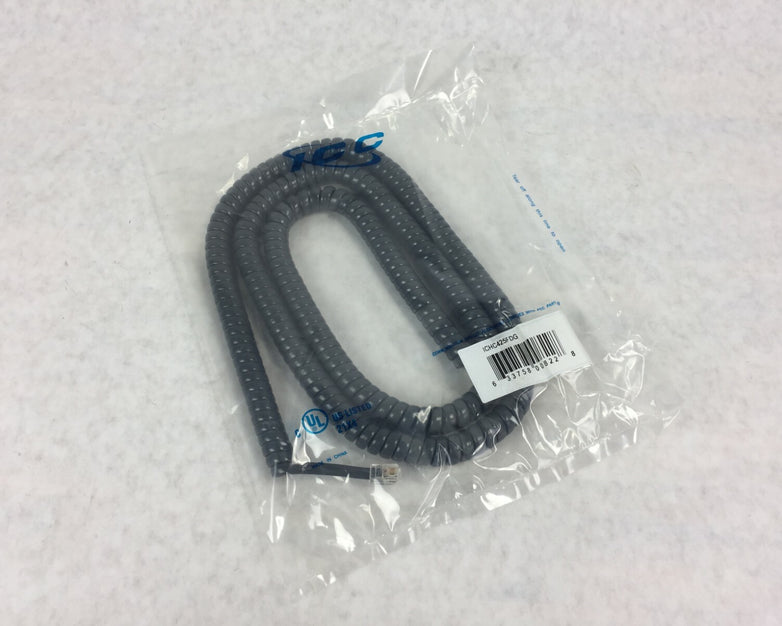 ICC Coiled Telephone Handset Cord 25' Dark Gray ICHC425FDG (Lot of 5)