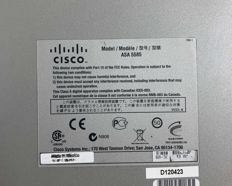Cisco ASA 5585 8-Port GbE Firewall Security Appliance 2x 5580-X SSP-10 Mod Cards