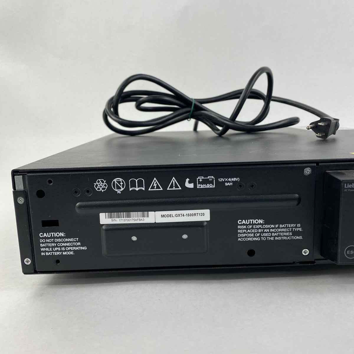 Vertiv Liebert GXT4-1500RT120 Battery Backups Tested - No Batteries Ears READ9
