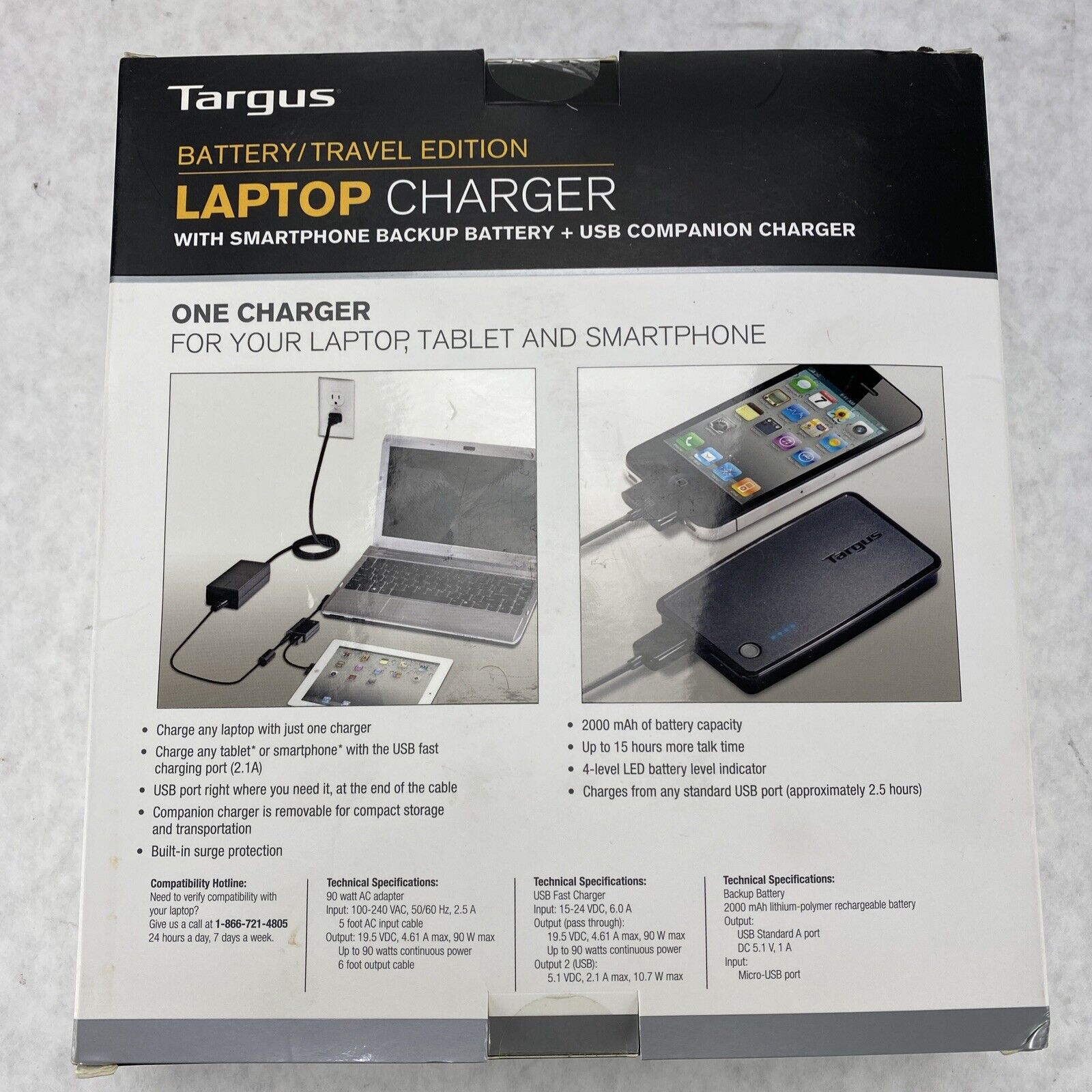 Targus APM035US Battery/Travel Edition 90W Laptop or Smartphone Charger