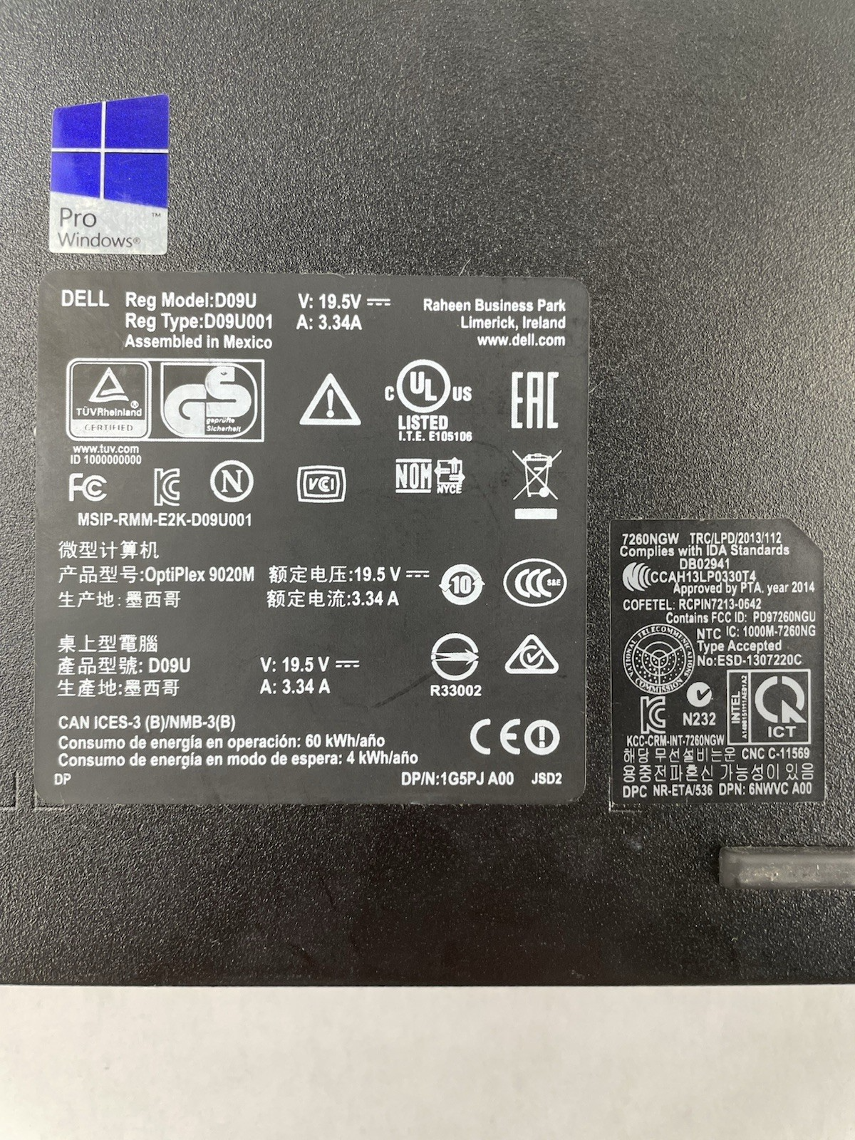Dell Optiplex 9020M Micro i3-4160T 3.10 GHz 8 GB RAM No SSD/OS/AC - Residue8
