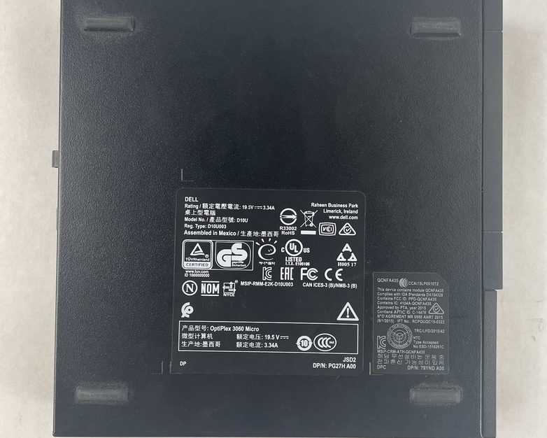 Dell Optiplex 3060 Micro i3-8100T 3.10 GHz 8 GB RAM W/AC No SSD/OS/Antenna