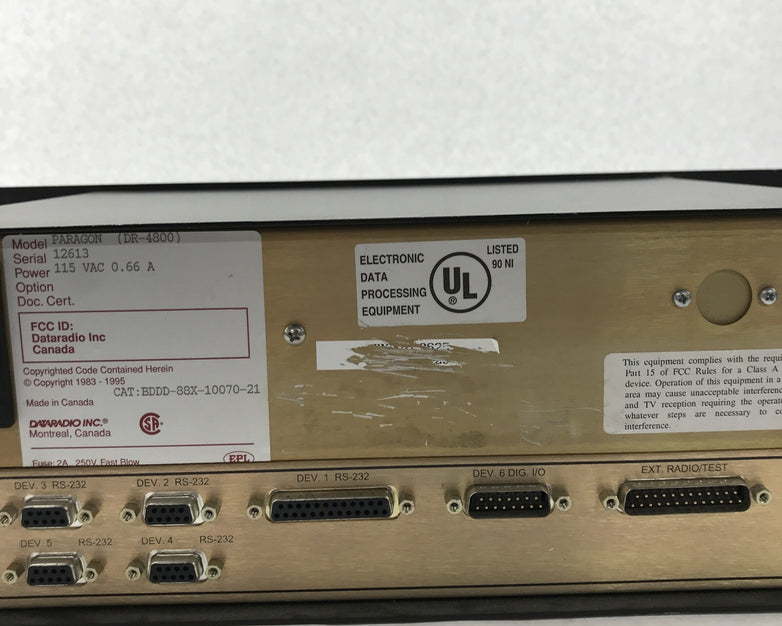 Dataradio Paragon DR-4800 S-3 Radio Unit 12613 115 VAC 0.66 A