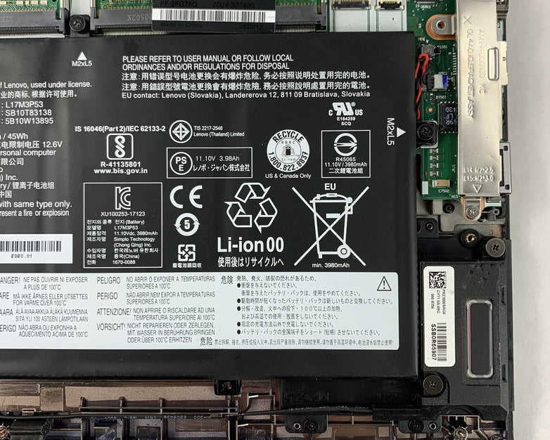 Lenovo ThinkPad L15 Gen 1 15.6" i5-10310U 1.70 GHz 16 GB Ram No OS No HDD No AC