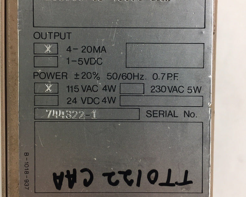 RiS SC-1372-323-3P Isolated RTD Transmitter 4-20MA 115 VAC 4W 200 Ohm - Untested
