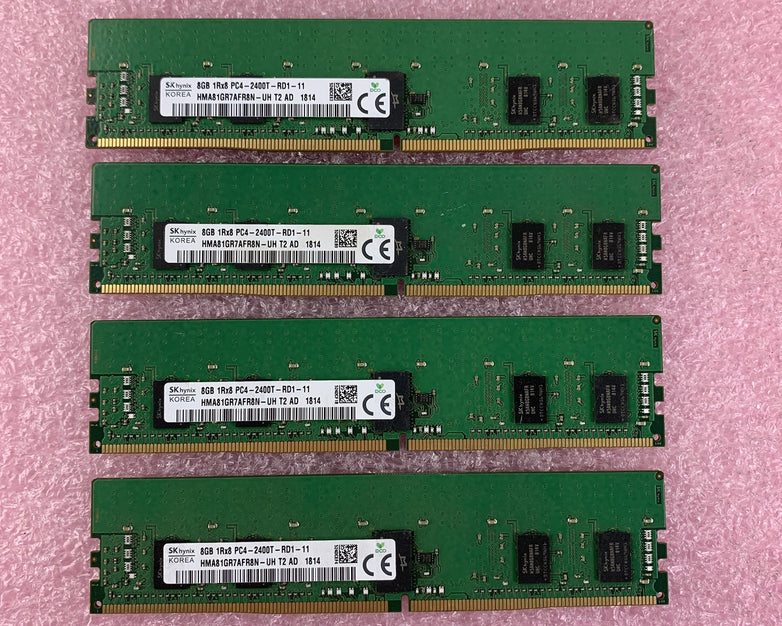 SK Hynix HMA81GR7AFR8N-UH 8 GB 1Rx8 PC4-2400T  RDIMM ECC Memory Ram Lot of 4x