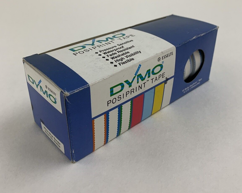 Dymo 610024 Esselte PosiPrint Labeling Tape White Blue Border 3/8"x10" 10x Rolls
