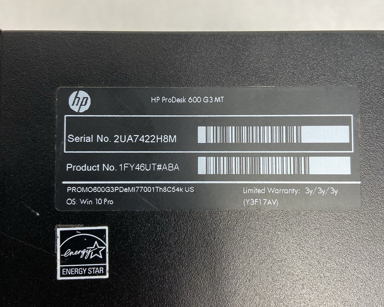 HP ProDesk 600 G3 MT Intel Core i7-7700 3.6GHz 8GB RAM No HDD No OS