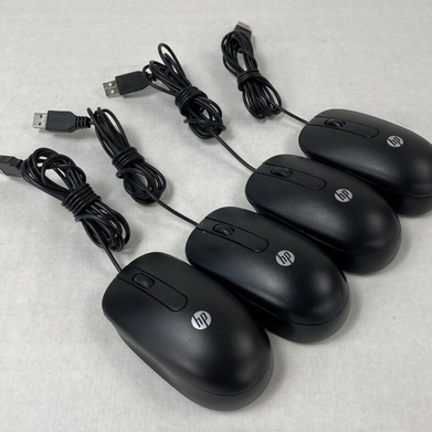 Lot of 4 HP 672652-001 USB 2 Button Optical Mouse Black Tested