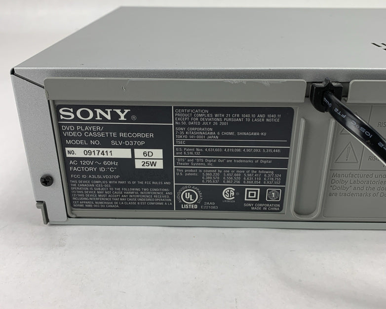 Sony SLV-D370P DVD Player Video Cassette Recorder - Parts or Repair