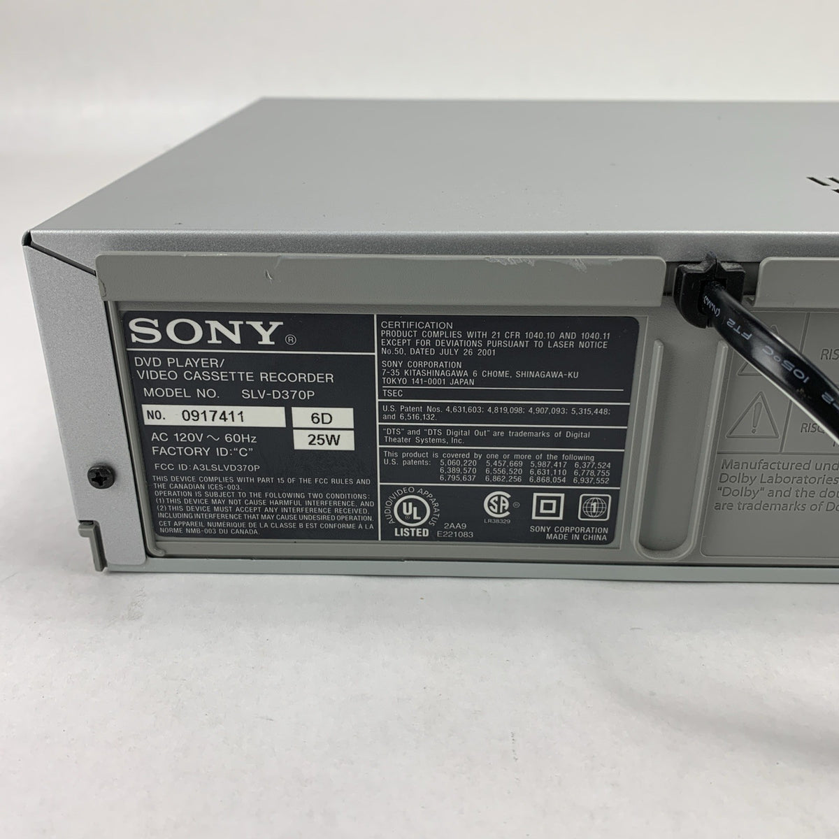 Sony SLV-D370P DVD Player Video Cassette Recorder - Parts or Repair2