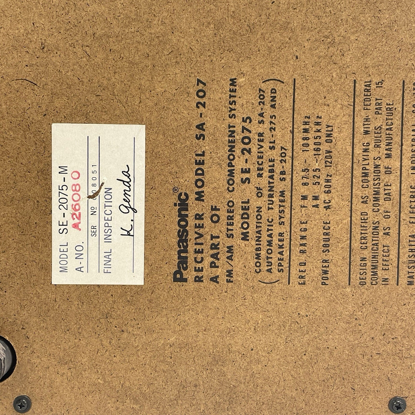 Panasonic SA-207 Tested Working12