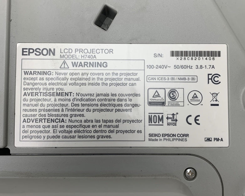 Epson PowerLite 695Wi H740A LCD Lamp Projector 4427 Lamp Hours - No Remote