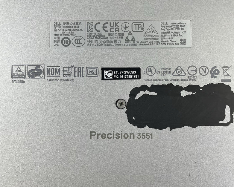 Dell Precision 3551 15.6" i5-10400H 2.60 GHz 16 GB RAM No SSD/OS/AC