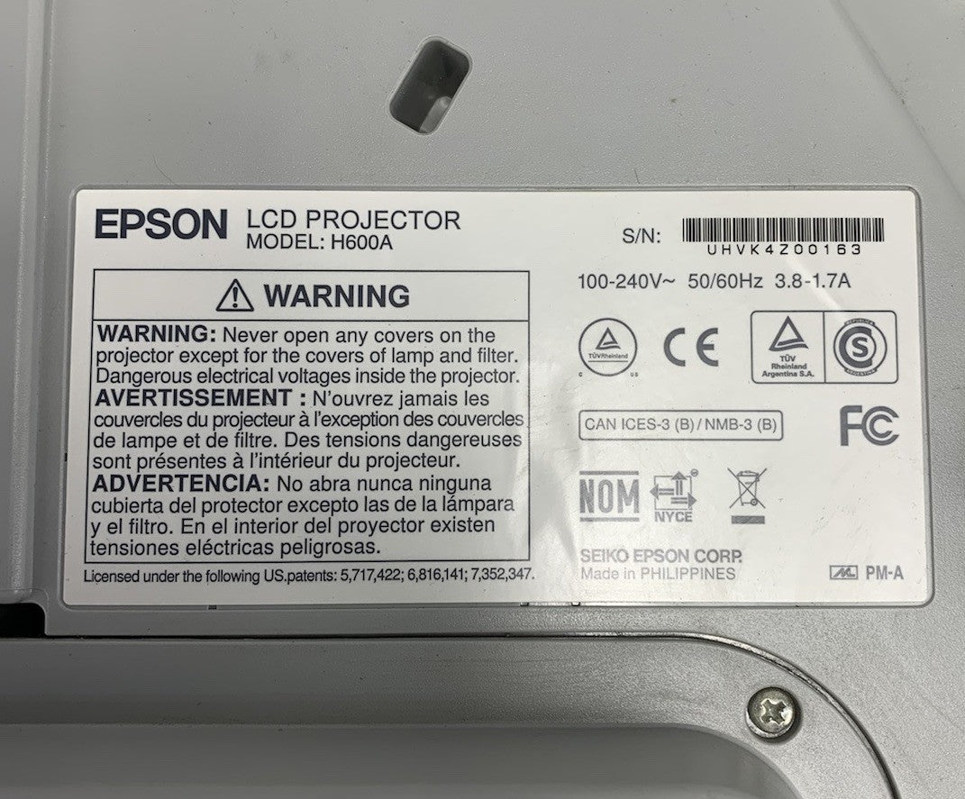 Epson H600A BrightLink 585Wi LCD Projector 947 Lamp Hours