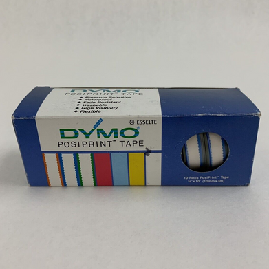 Dymo 610024 Esselte PosiPrint White Labeling Tape Blue Border 3/8"x10' 10x Rolls