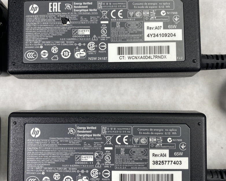 Lot of 8 Genuine HP 693711-001 65W AC Adapters 677774-001 Large Tip