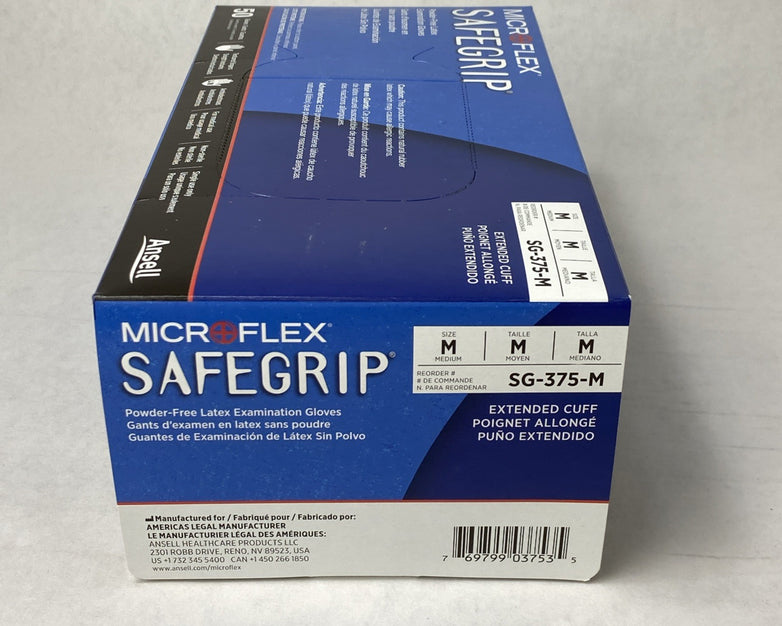 Ansell Microflex SafeGrip SG-375-M Latex Exam Gloves Medium - 500 Count
