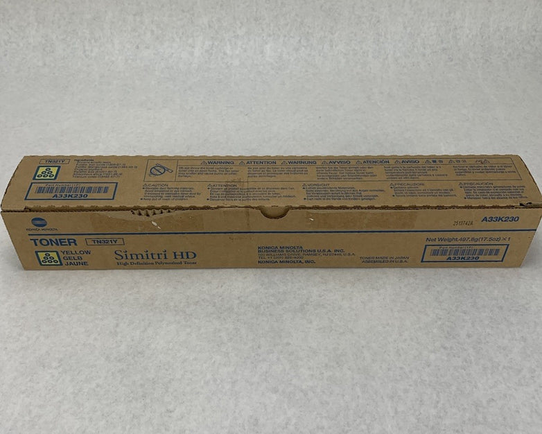 Konica Minolta Simitri HD TN321Y A33K230 Yellow Toner Cartridge - Open Box