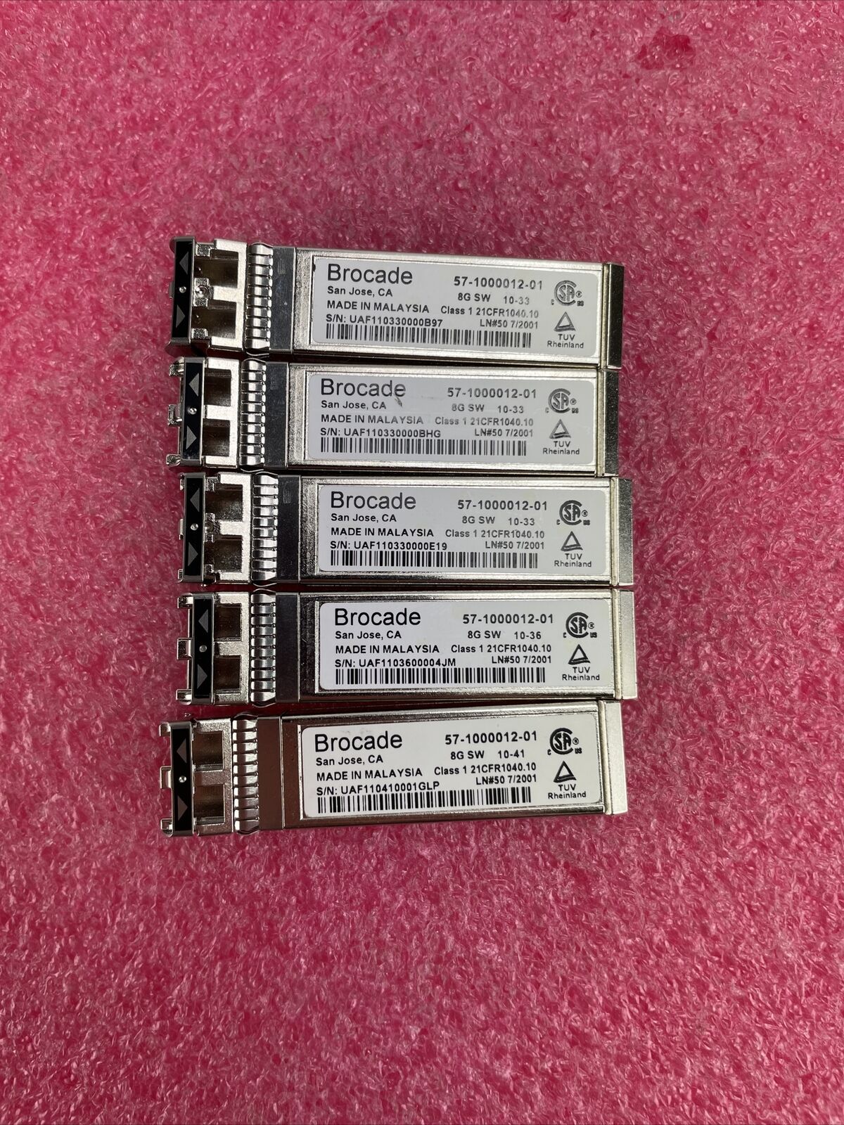 5 x Brocade 8G SW 57-1000012-01 8GB 850nm Optical Transceiver SFP Module