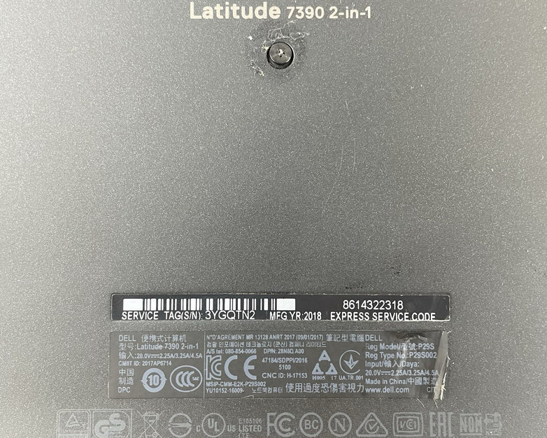 Dell Latitude 7390 2 in 1 13.3" Touch i3-7130U 2.70 GHz 4 GB RAM No SSD/OS/Batt