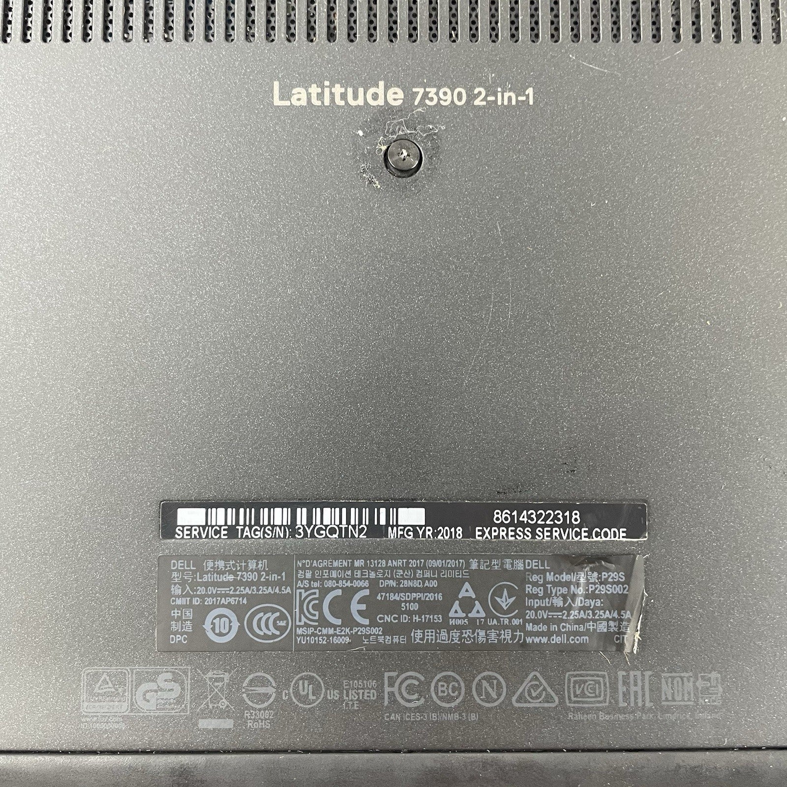 Dell Latitude 7390 2 in 1 13.3" Touch i3-7130U 2.70 GHz 4 GB RAM No SSD/OS/Batt16