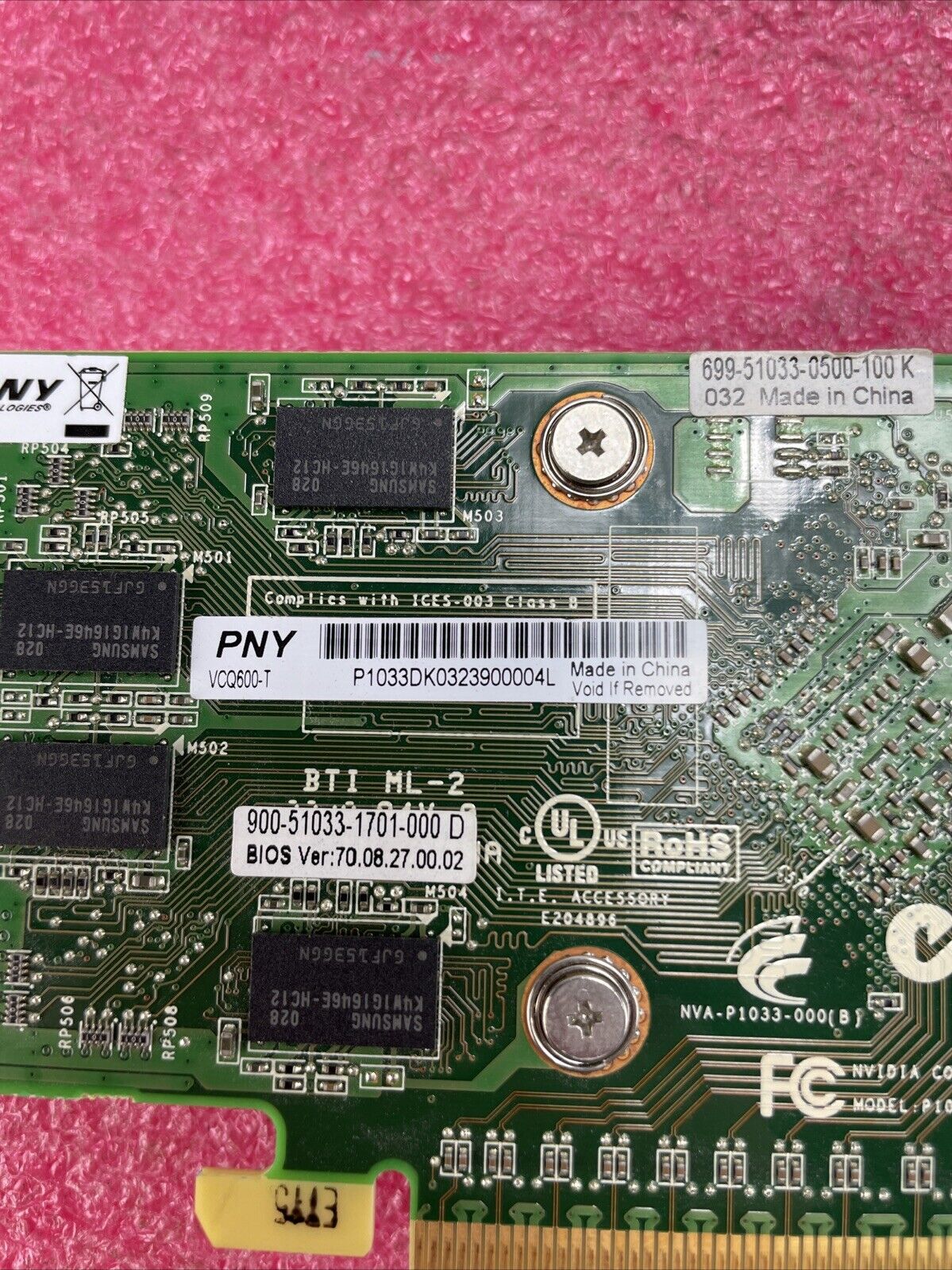 PNY Nvidia Quadro 600 VCQ600-T PCIe Graphics Card Lot of 2