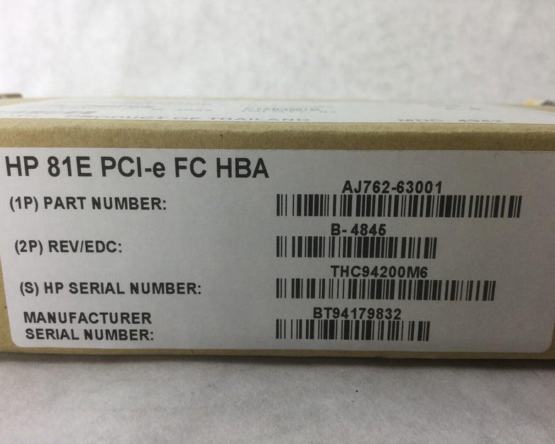HP 81E PCI-e FC HBA, AJ762-63001, New in Box, Unopened,