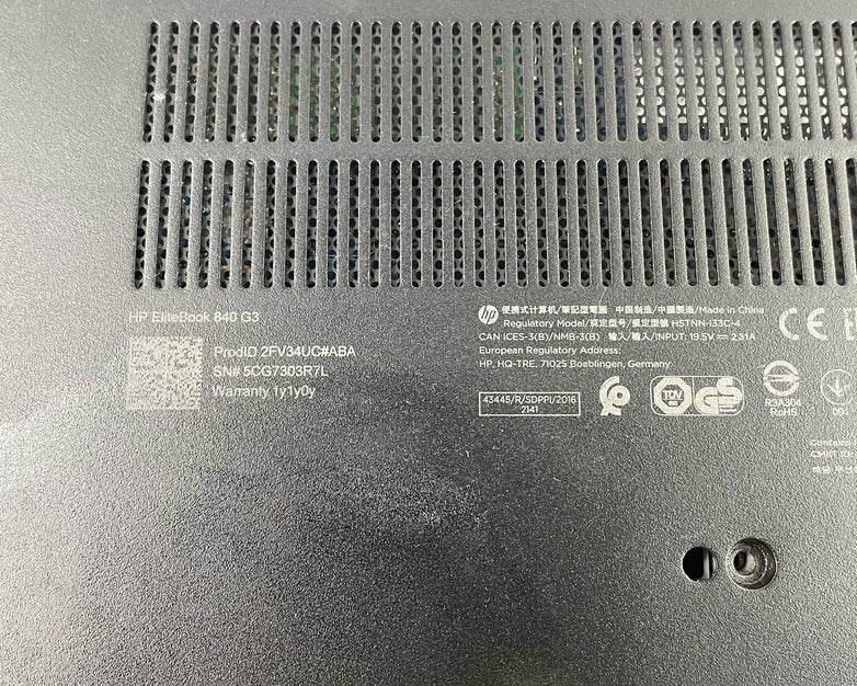 HP EliteBook 840 G3 14" i5-6300U 2.40 GHz 16 GB RAM No SSD/OS/AC/Batt