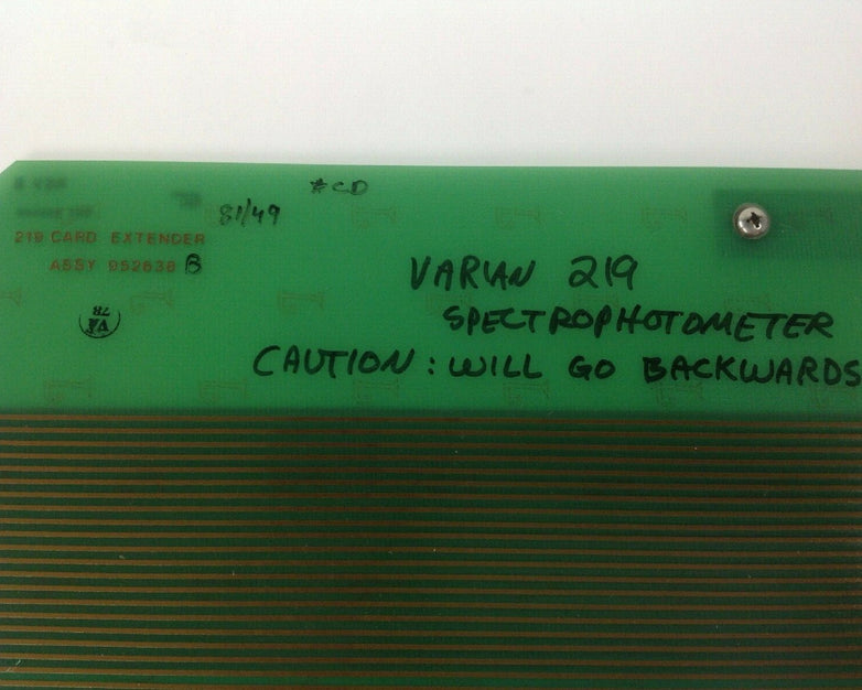 Varian 219 Spectrophotometer Card Extender Assy 952638 Rev B DET 952639