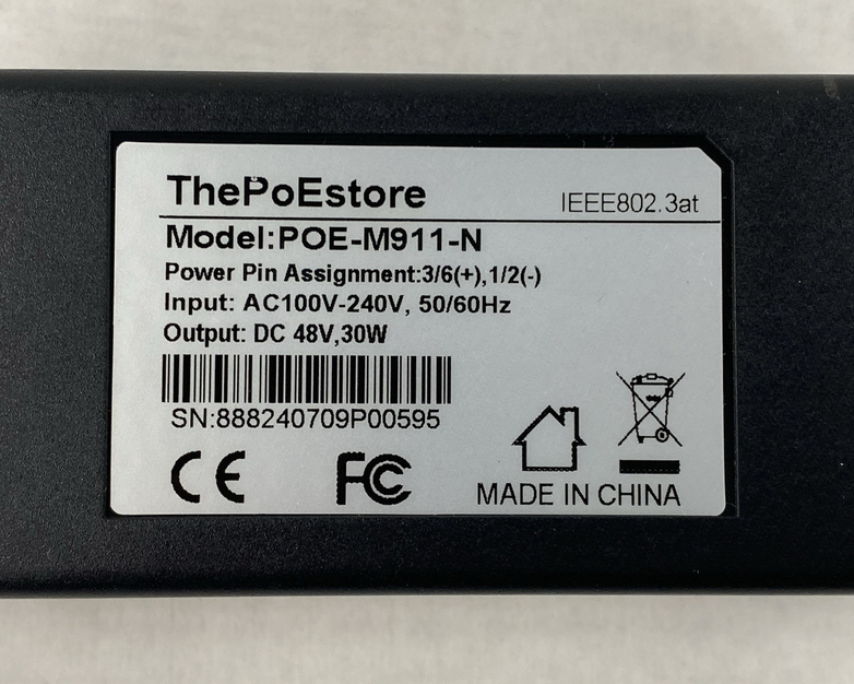 The PoEstore POE-M911-N AC100V-240V 50/60Hz 30W PoE Injector Lot of 3