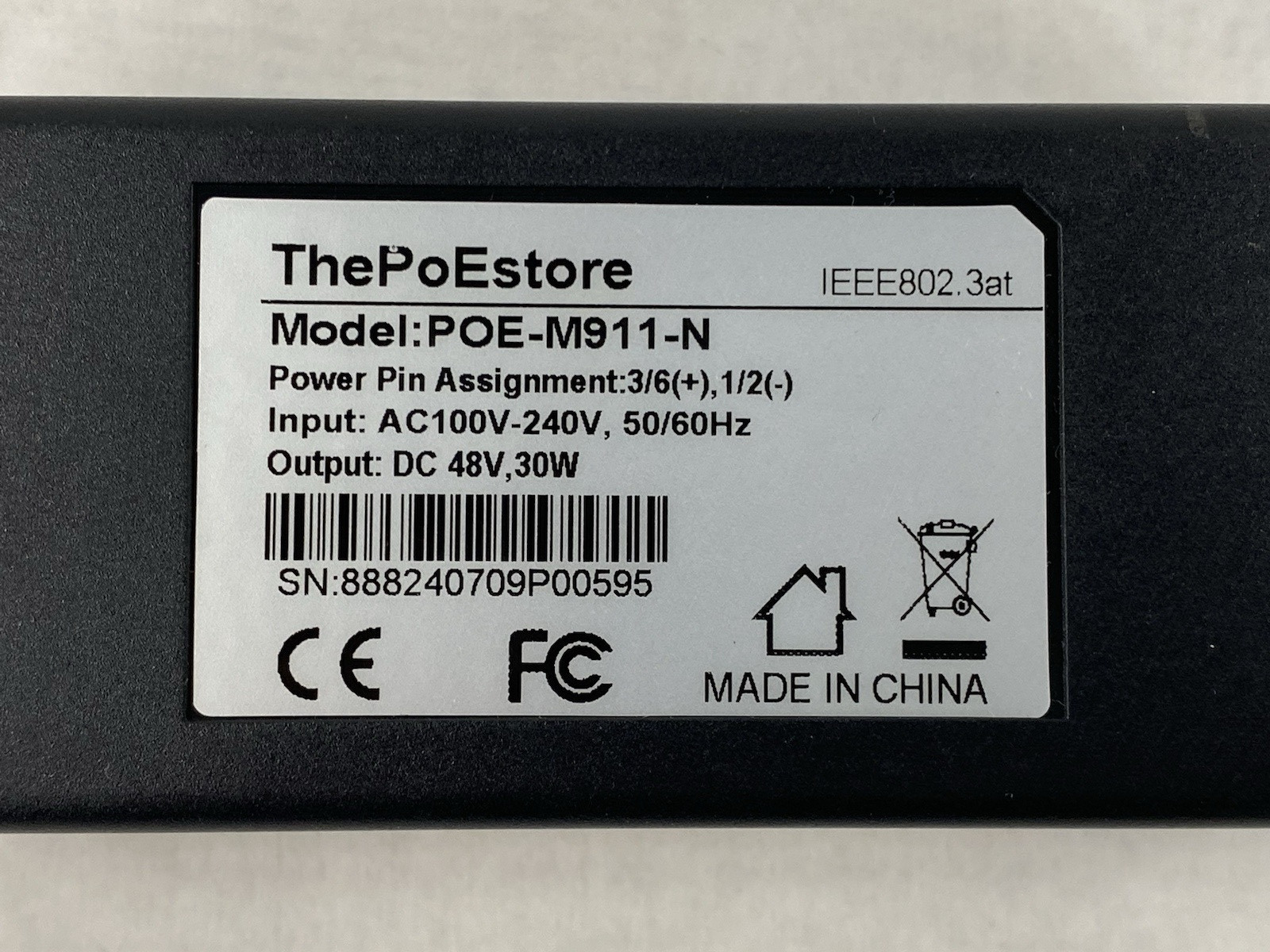 The PoEstore POE-M911-N AC100V-240V 50/60Hz 30W PoE Injector Lot of 3