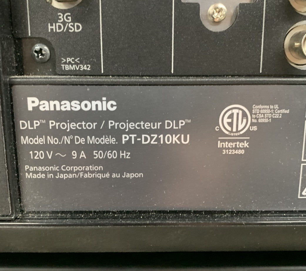 Panasonic PT-DZ10KU WUXGA DLP Lamp Projector 3077 H - Tested No Lens No Remote9