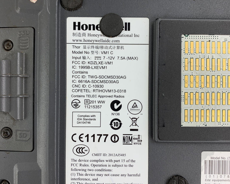 Honeywell Thor VM1C Mount Computer Atom 2530 Worn Keys W/Dock No OS No Flash