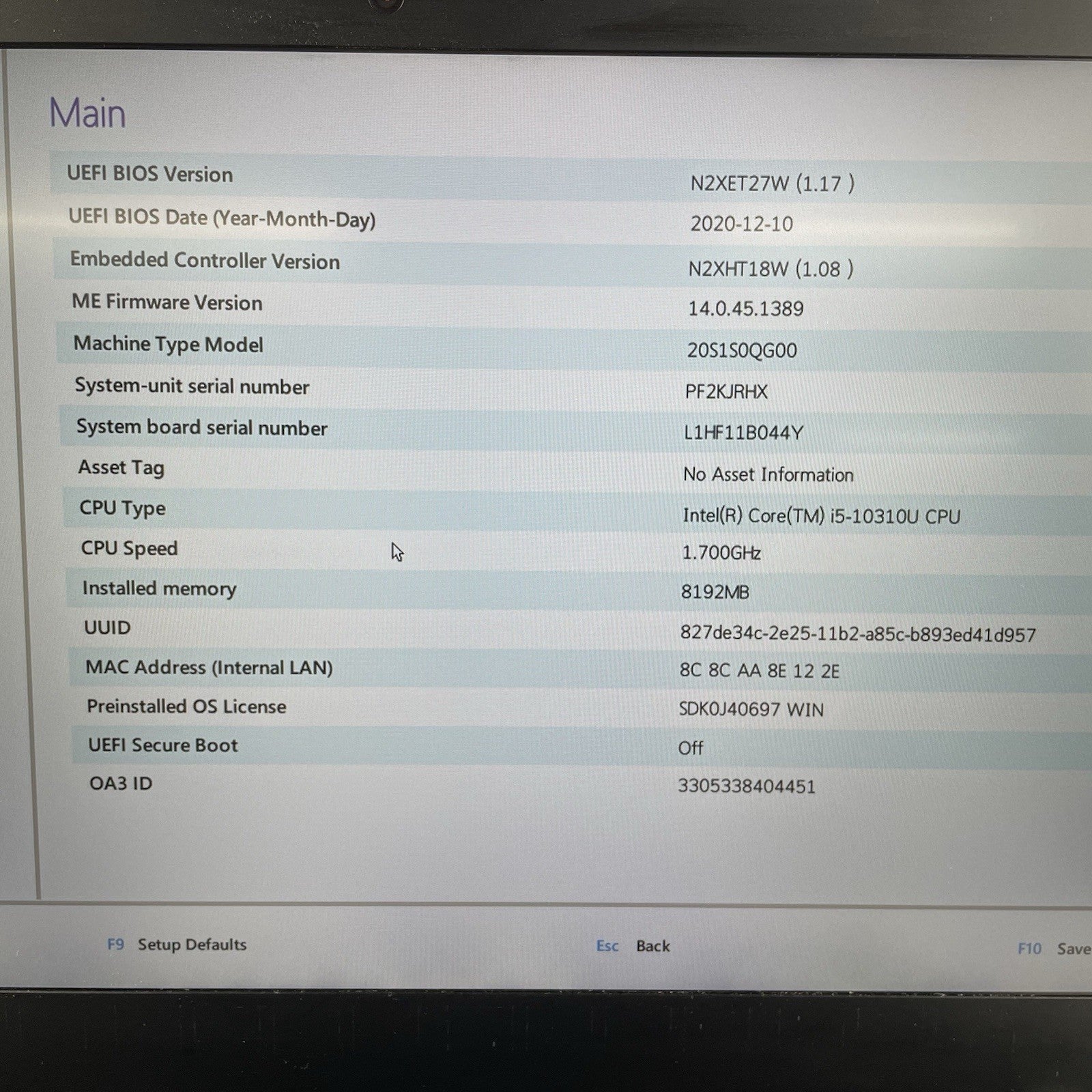 Lenovo ThinkPad T14 Gen 1 14" i5-10310U 1.70 GHz 8 GB RAM No SSD/OS/AC/Batt4